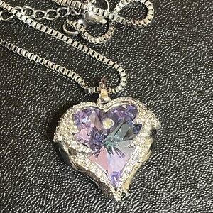 Lavender Crystal Heart Necklace